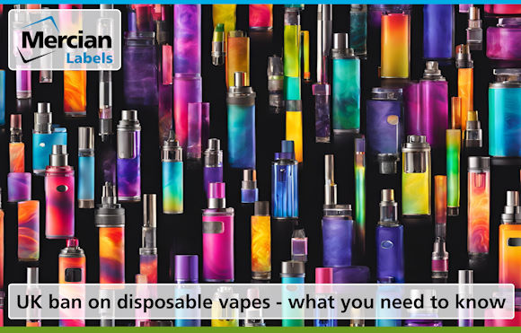 Lots of colourful disposable vapes shown against a black background with the text 'UK ban on disposable vapes - what you need to know' centred across the base in black