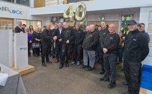 The Mercian Labels Team celebrating Tim Murphy's 40 years of service - 21st Jan 2026